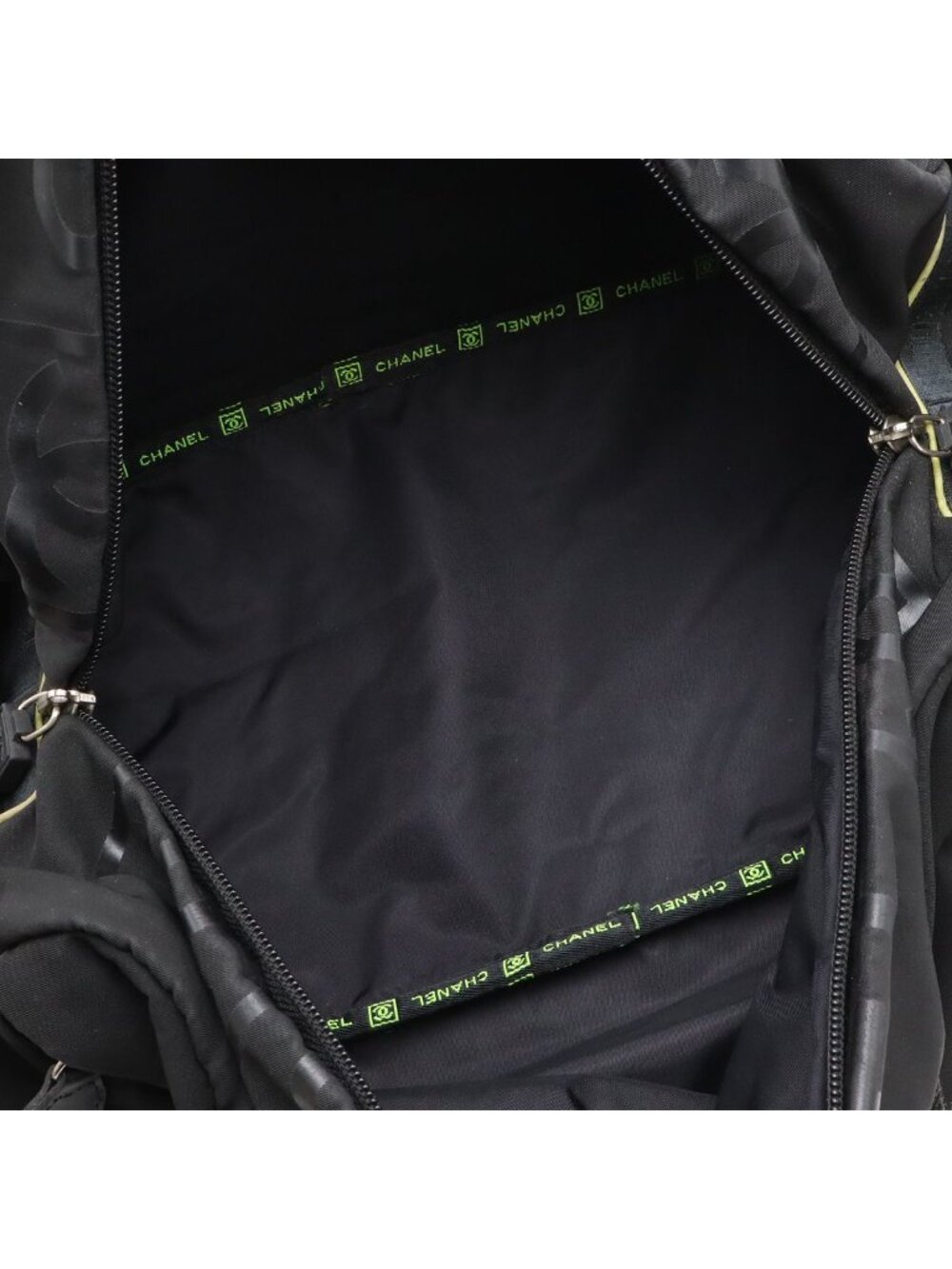 Chanel Sports Line CC Logo Boston Bag 2-Way Rubber Nylon Black Yellow - Picture 9 of 9